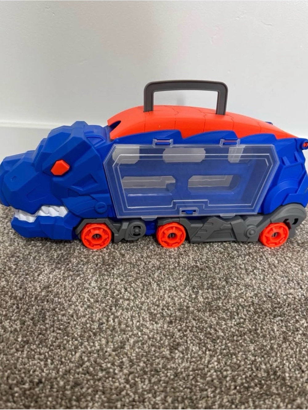 Blue and Orange Dino Truck Carry Case - Kids Toys
